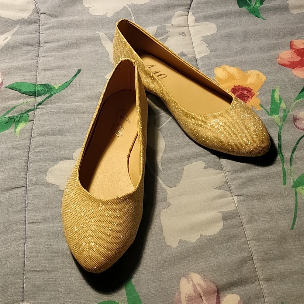 Like New Pointed Simmery Gold Flats size 38